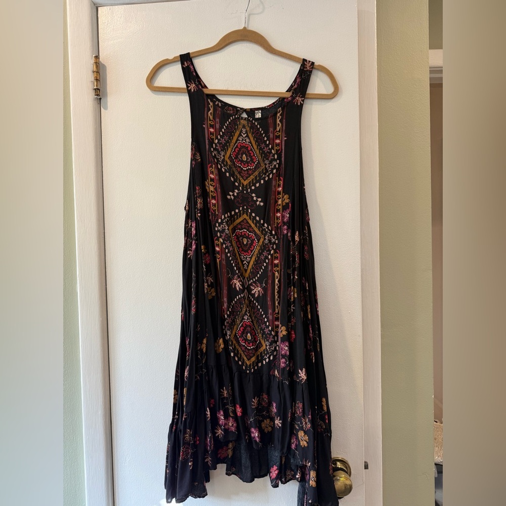 Free People Black and Pink Geometric Maxi Dress